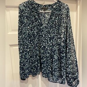 Floral Print Sheer Blouse
